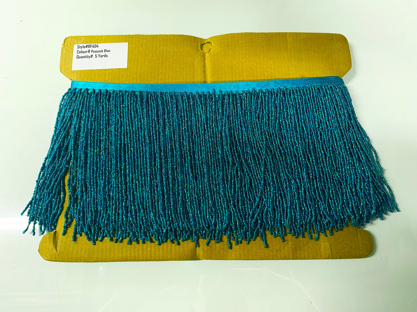 By the Yard 6.5" PEACOCK BLUE Glass SEED Bead Beaded Fringe Lamp Costume Trim