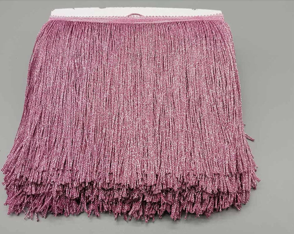 By the Yard-6" METALLIC PINK Chainette Fabric Fringe Lampshade Lamp Costume Trim