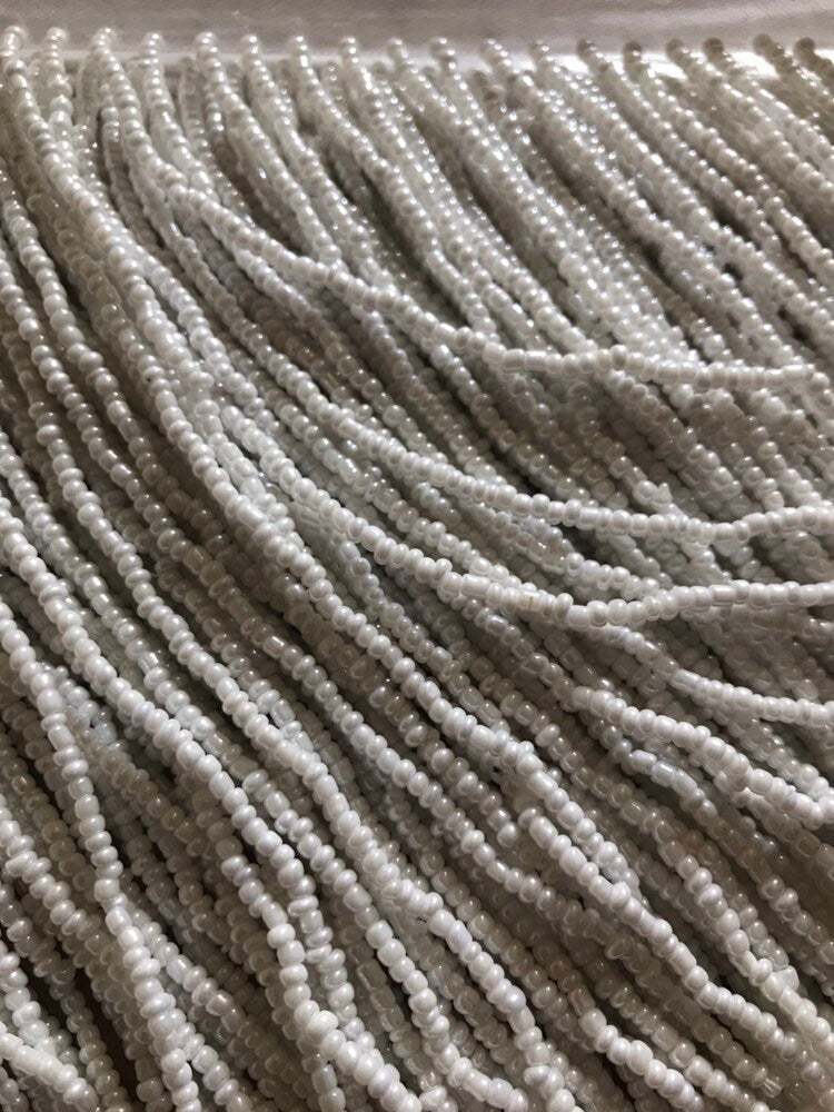 6/6.5" WHITE Glass SEED Bead Beaded Fringe Lamp Costume Trim
