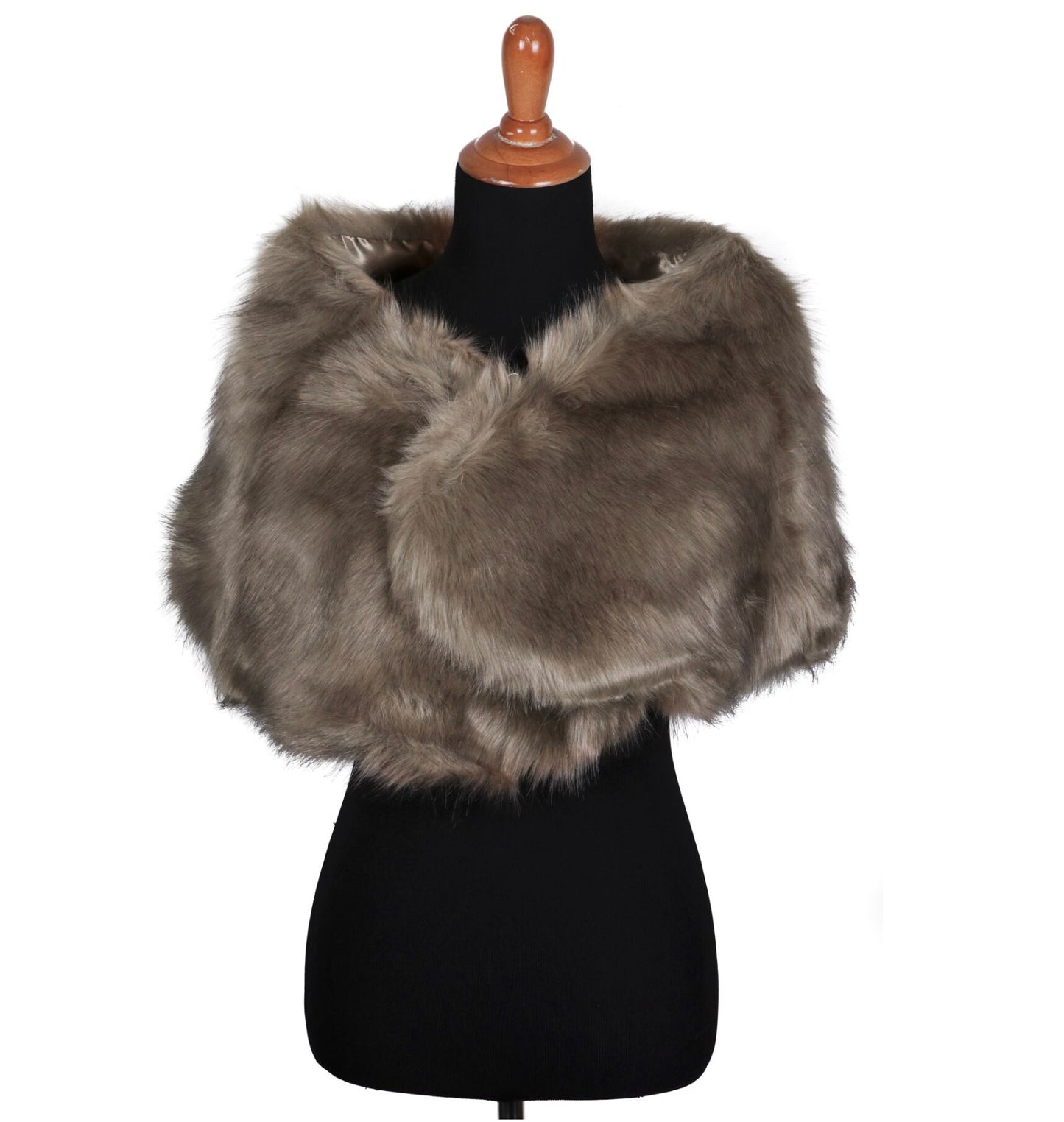 Brown Faux Fur Satin Lined Bridal Wedding Dress Wrap