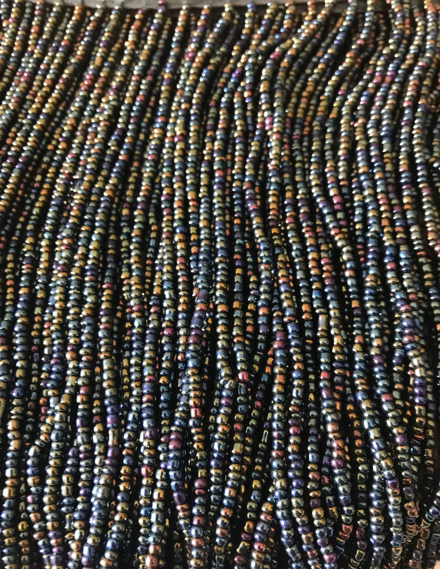 6/6.5" Iridescent BLACK AB Glass SEED Bead Beaded Fringe Lamp Costume Trim