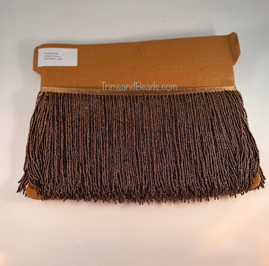 6/6.5" Opaque Metallic Bronze Glass SEED Bead Beaded Fringe Lamp Costume Trim