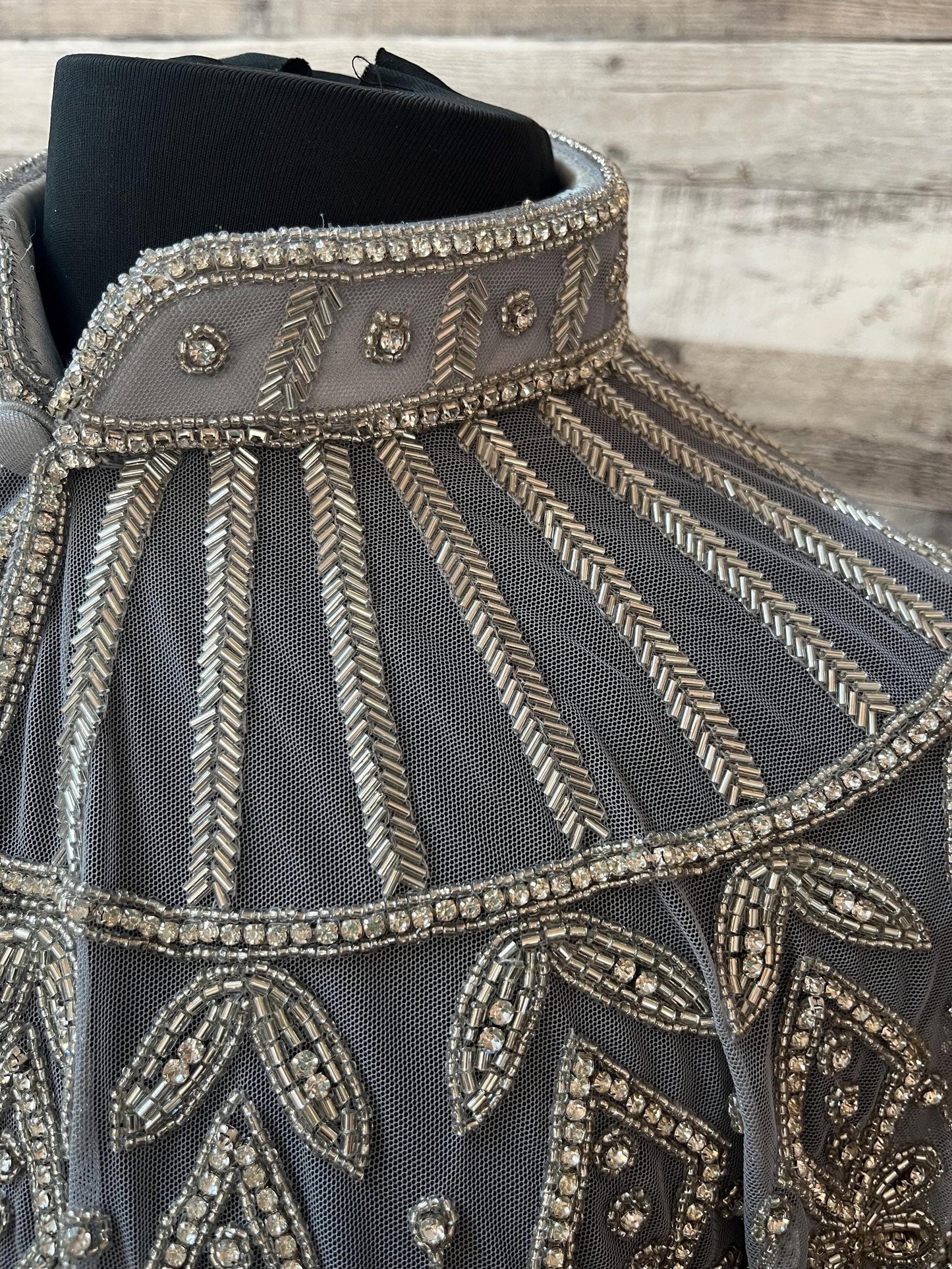 Rhinestone with Bead Fringe Sequin Glass Beaded & Sequin Collar Shoulder Shrug Shawl Applique Wrap