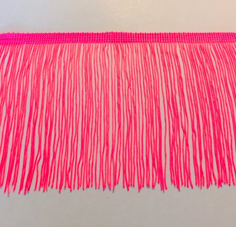10 yard bolt 6" NEON Hot Pink CHAINETTE Fabric Fringe Lampshade Lamp Costume Trim