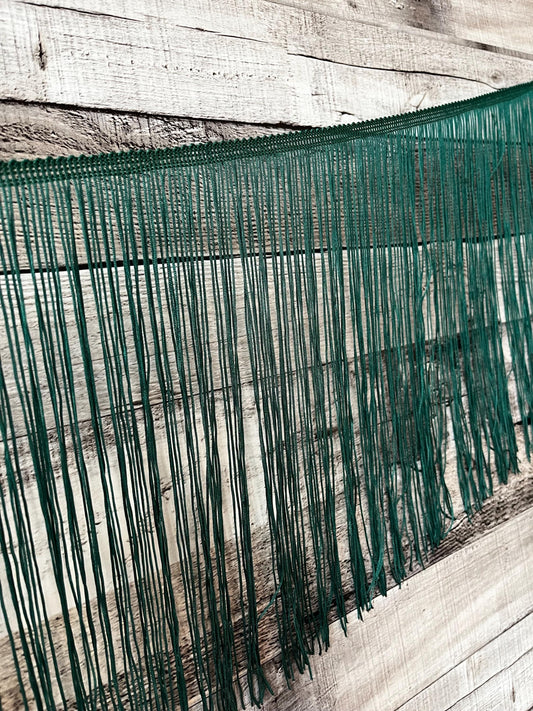 By the Yard-12" DARK Green CHAINETTE Fabric Fringe Lampshade Lamp Costume Trim