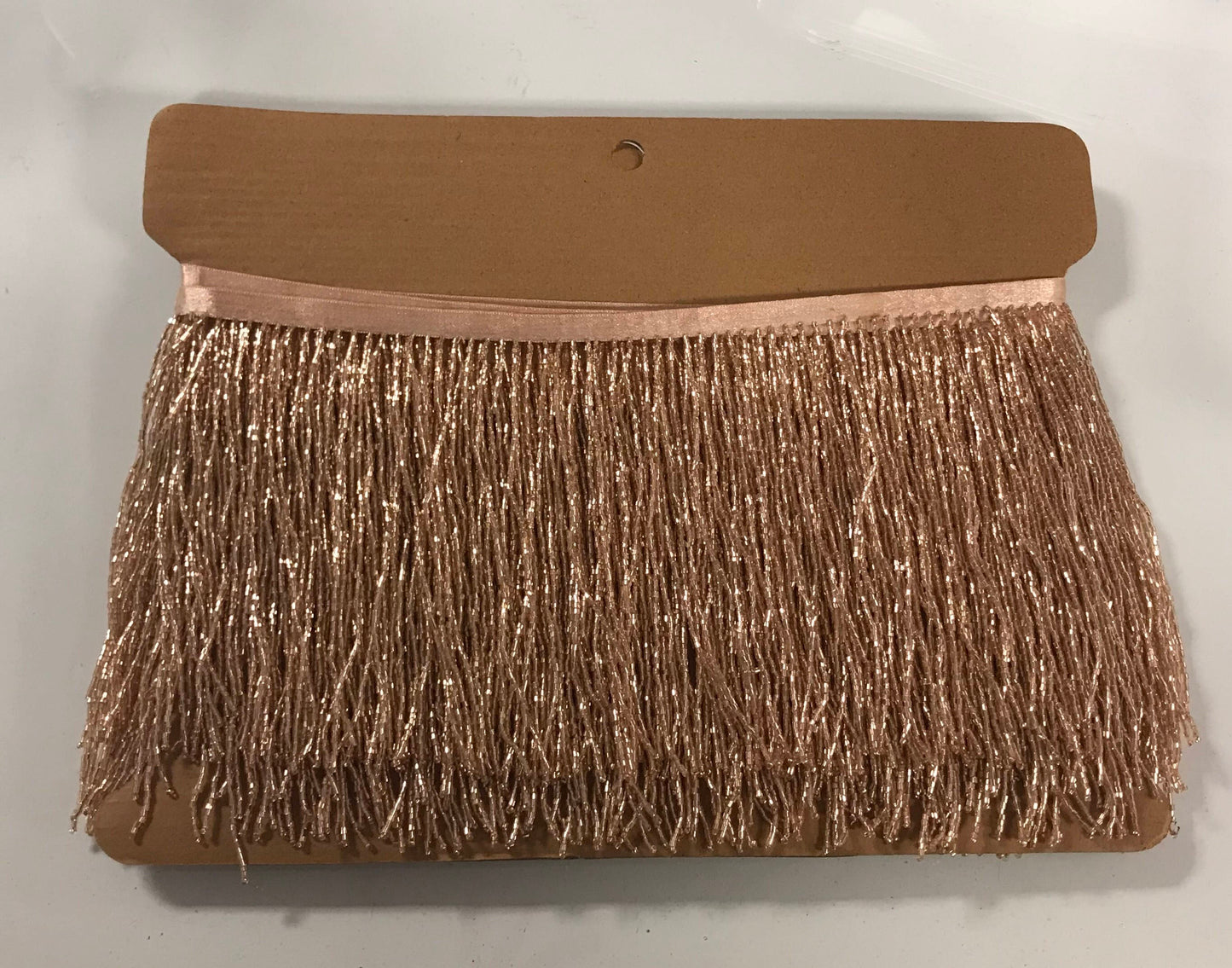 6/6.5" ROSE GOLD Glass BUGLE Bead Beaded Fringe Lamp Costume Trim