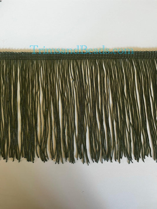 10 Yard Bolt 6" OLIVE GREEN Chainette Fabric Fringe Lampshade Lamp Costume Trim