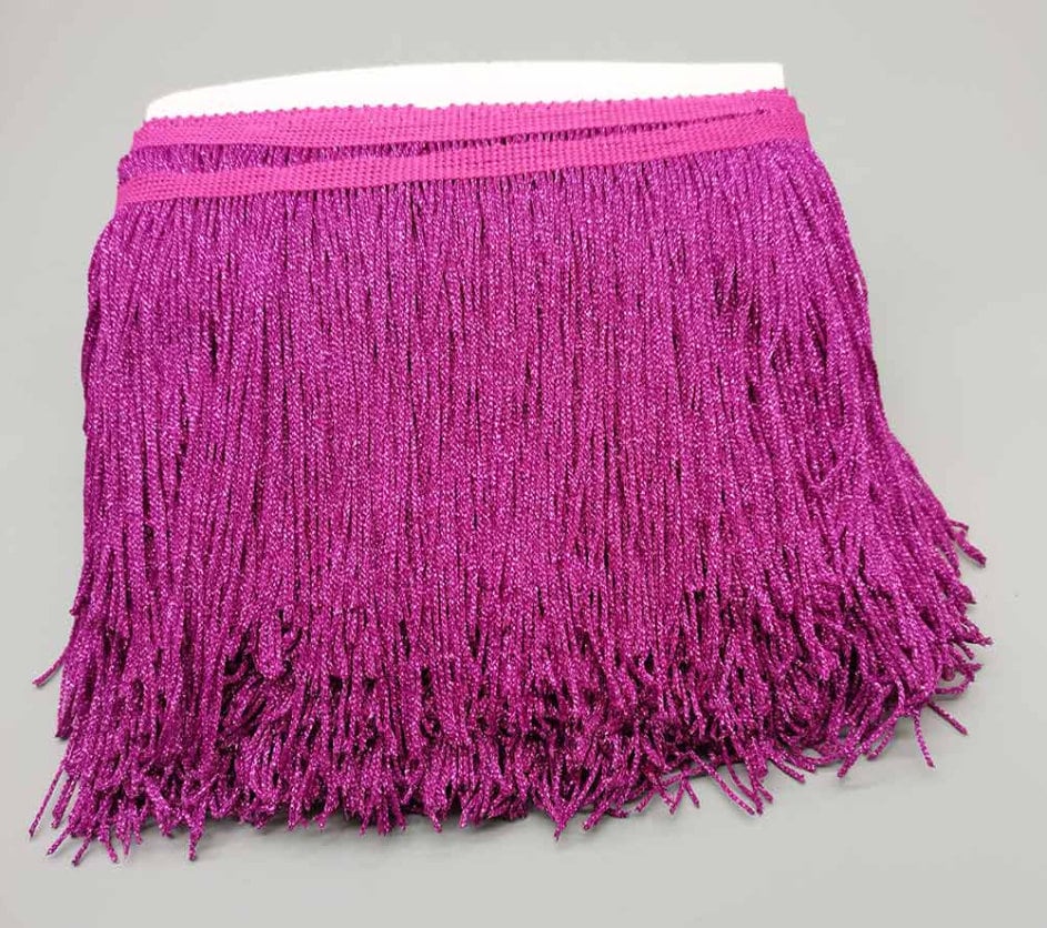 By the Yard-6" METALLIC FUCHSIA Hot Pink Chainette Fabric Fringe Lampshade Lamp Costume Trim