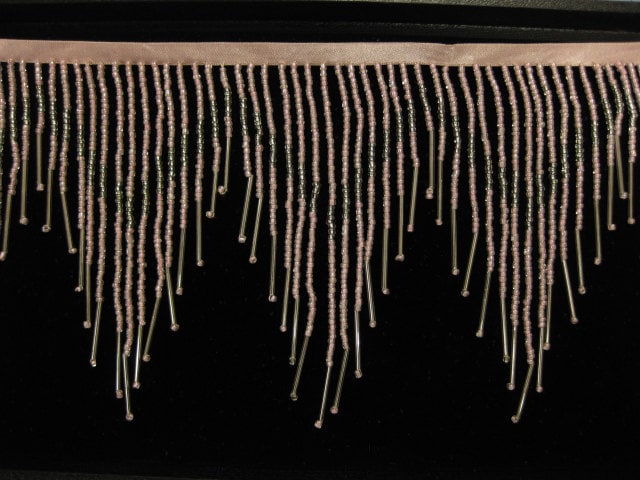 5 Yard Bolt 6.5" Pink & Silver Glass Seed Bugle Beaded Fringe Chevron Lamp Costume Trim Variegated