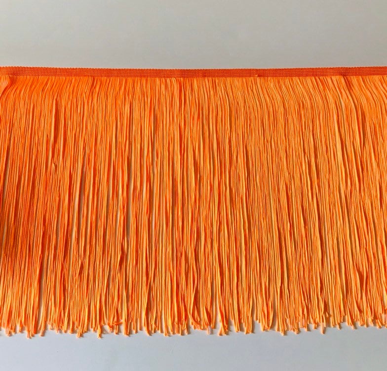 By the Yard-12" NEON ORANGE CHAINETTE Fabric Fringe Lampshade Lamp Costume Trim