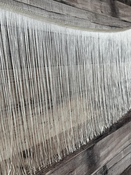 By the Yard-12" IVORY Off White CHAINETTE Fabric Fringe Lampshade Lamp Costume Trim