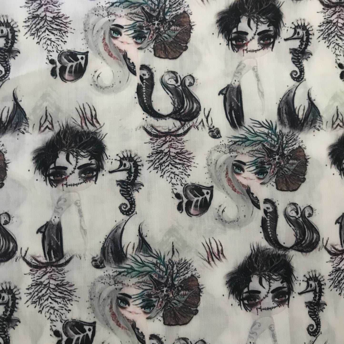CLEARANCE- Gothic Mermaid Poly Cotton Blend Fabric