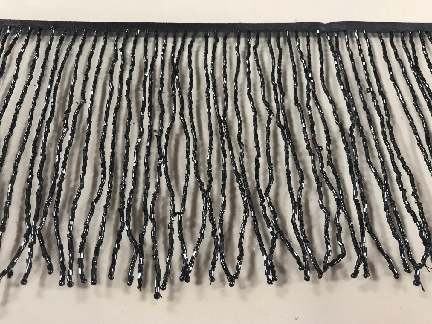 6" GUNMETAL GRAY Glass BUGLE Bead Beaded Fringe Lamp Costume Trim