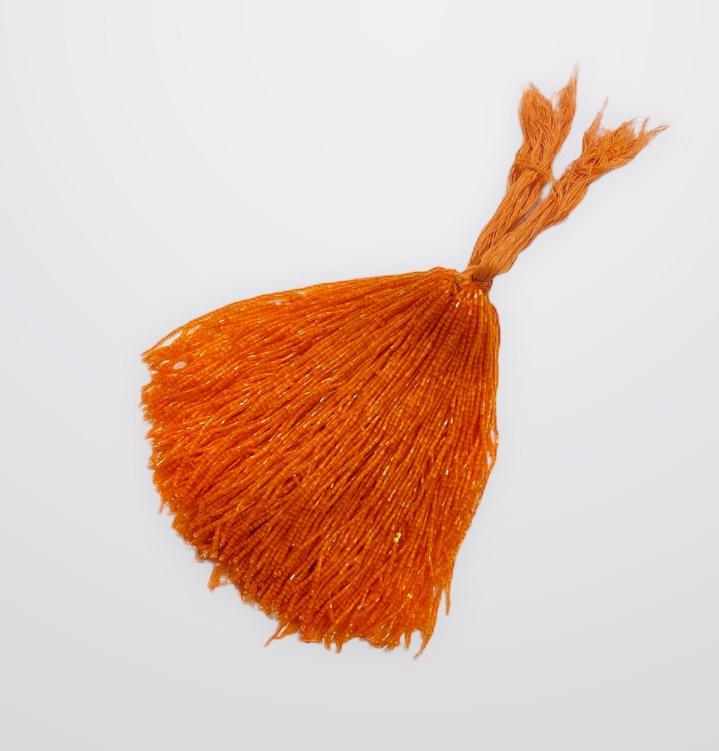 100 pieces ORANGE Droppers Individual 6 Inch Glass BUGLE Bead Fringe Strands for Hand Sewing