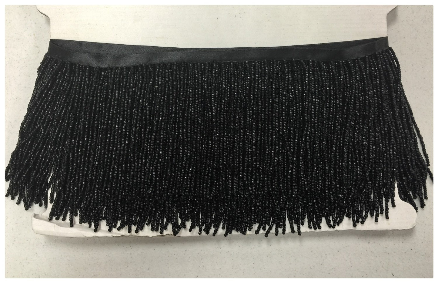 5 yard bolt-6.5" Black Glass SEED Bead Beaded Fringe Lamp Costume Trim
