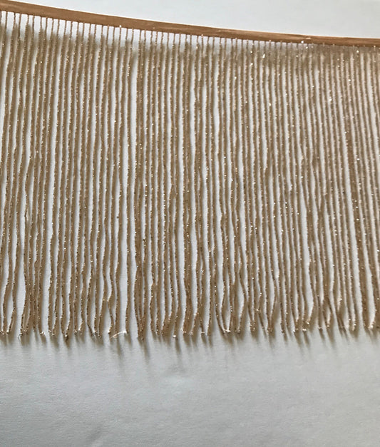 12" ROSE GOLD Glass BUGLE Bead Beaded Fringe Lamp Costume Trim Choose Length