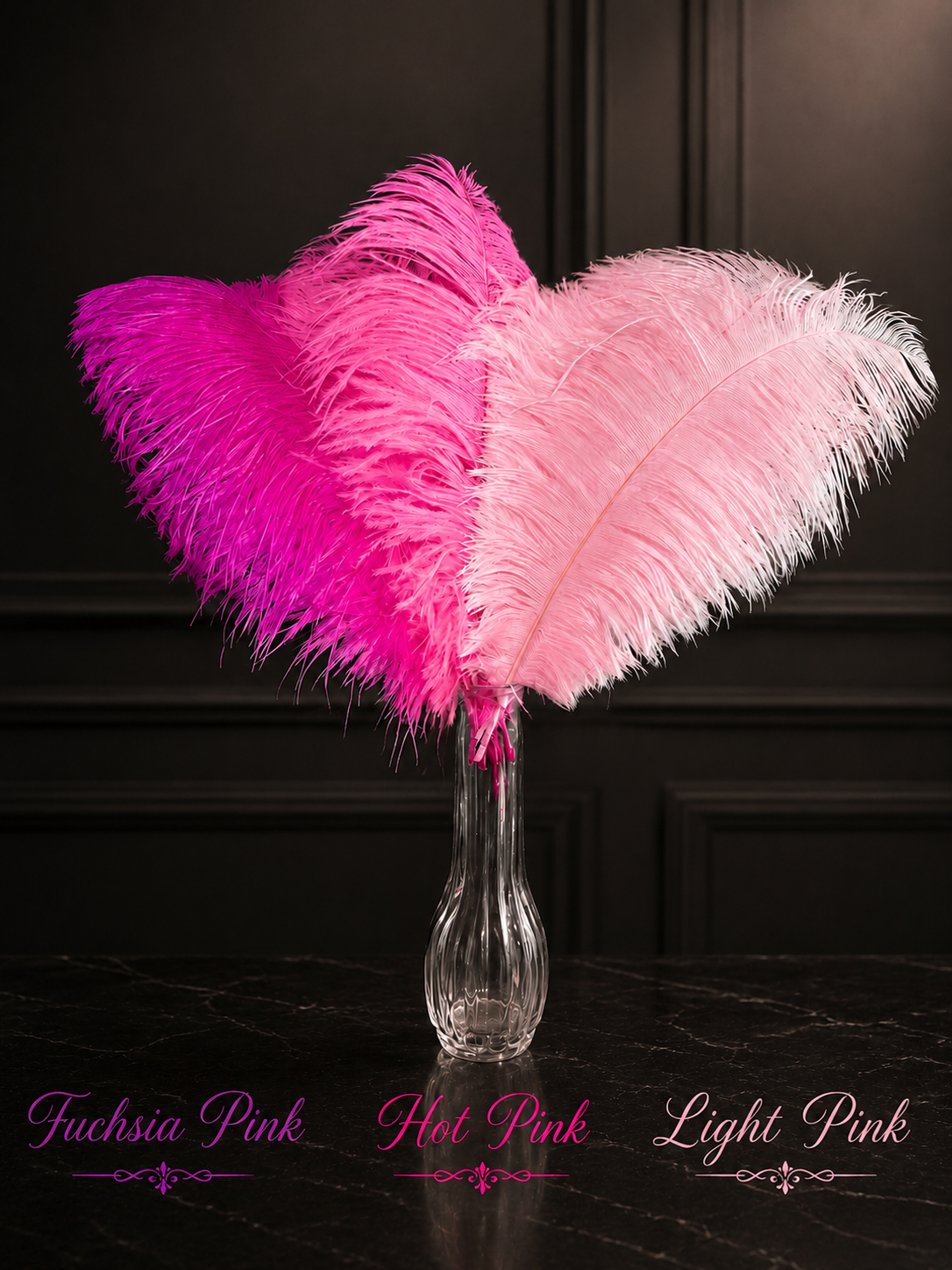 25 Ostrich Feather Plumes 14-16”