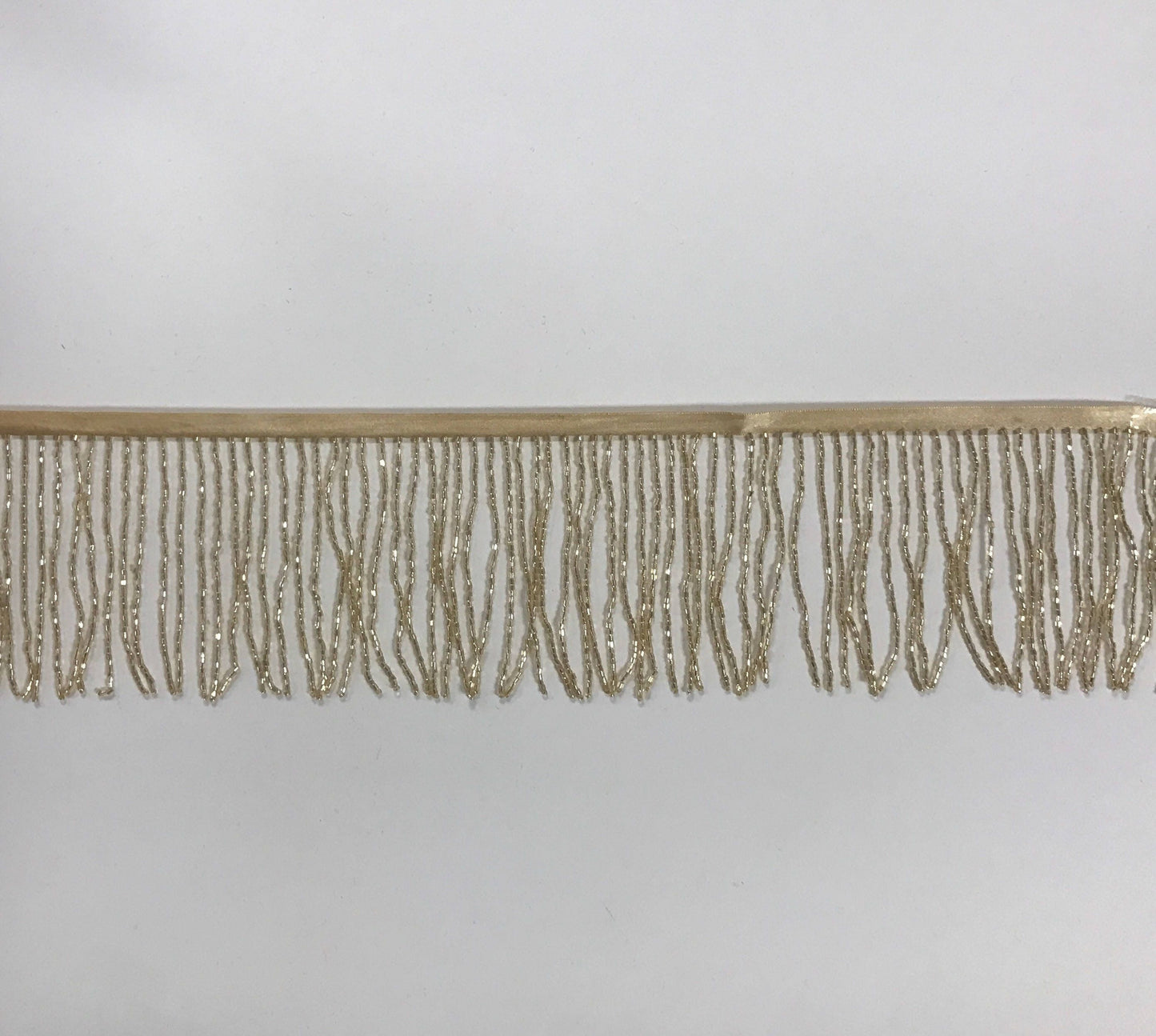 5 yard bolt 4/4.5" GOLD Glass BUGLE Bead Beaded Fringe Lamp Costume Trim