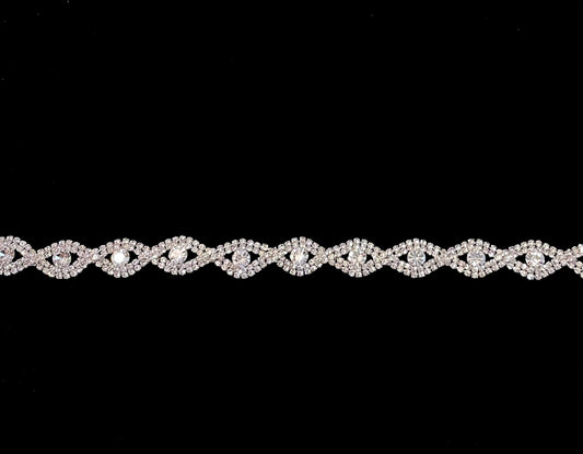 5/8” Wide Rhinestone Chain Silver Set Trim