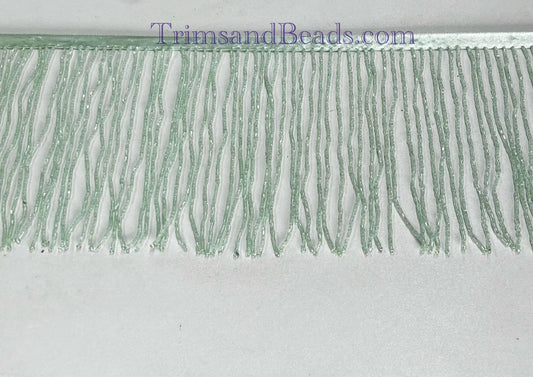 5 Yard Bolt-6.5" MINT GREEN Glass BUGLE Bead Beaded Fringe Lamp Costume Trim