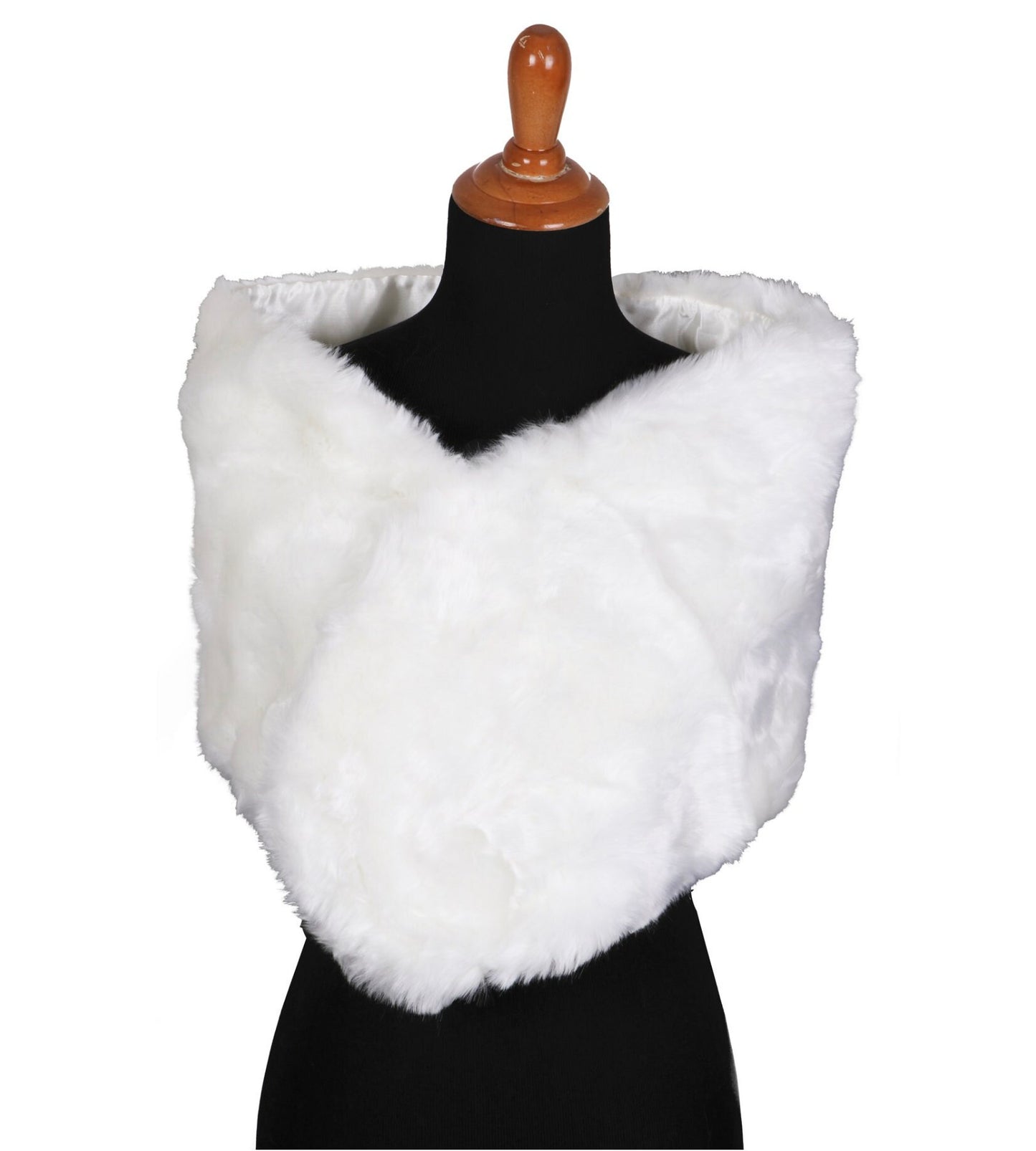 White Faux Fur Satin Lined Bridal Wedding Dress Wrap