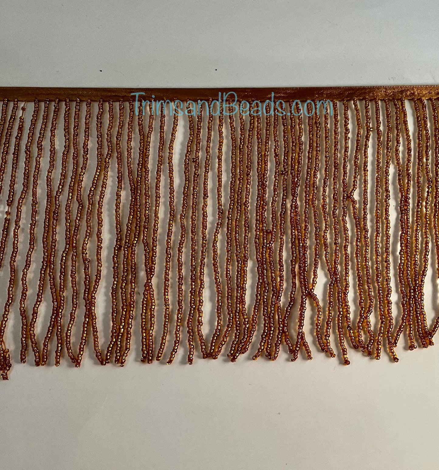 6/6.5" COPPER Glass SEED Bead Beaded Fringe Lamp Costume Trim