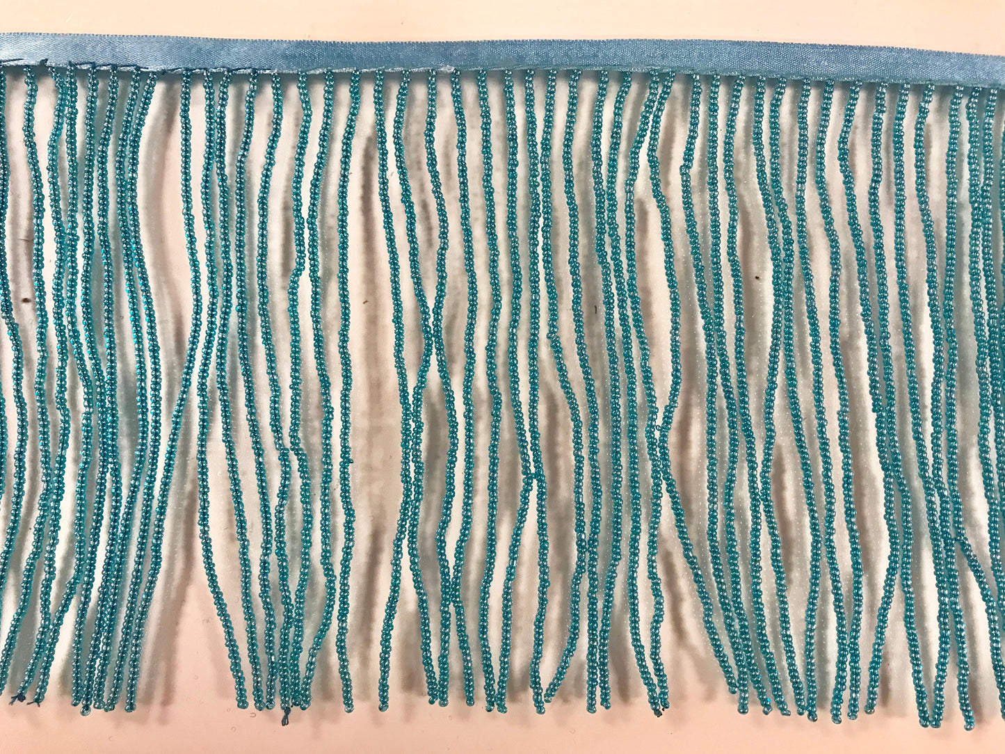 6.5/6" AQUA BLUE Glass SEED Bead Beaded Fringe Lamp Costume Trim