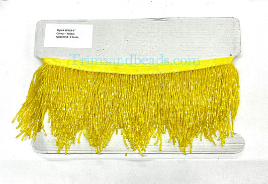 5 Yard Bolt-4/4.5" YELLOW Glass BUGLE Bead CHEVRON Beaded Fringe Lamp Costume Trim Variegated