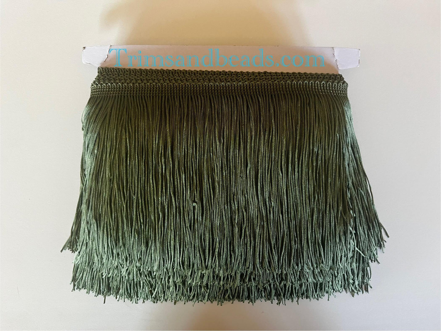 10 Yard Bolt 6" OLIVE GREEN Chainette Fabric Fringe Lampshade Lamp Costume Trim