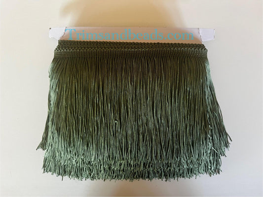 10 Yard Bolt 6" OLIVE GREEN Chainette Fabric Fringe Lampshade Lamp Costume Trim
