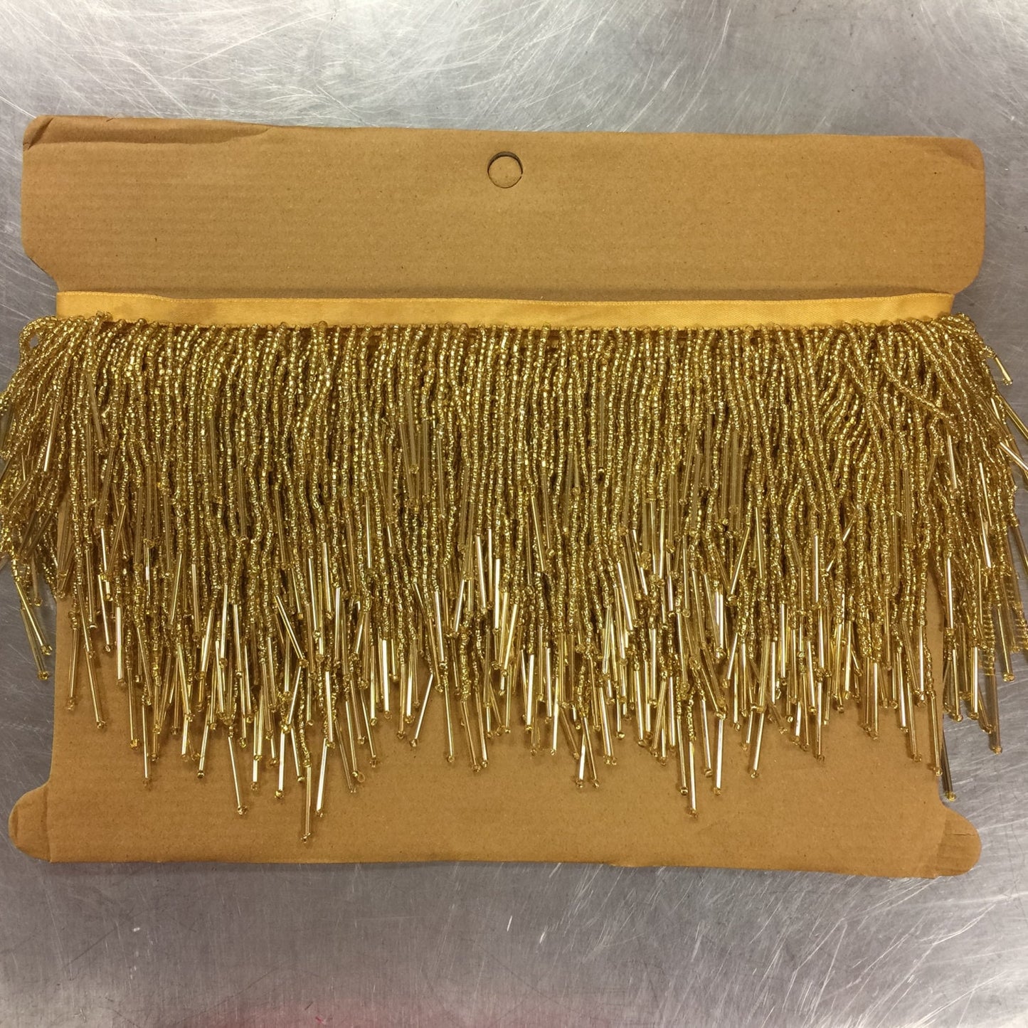 5 Yard Bolt 6.5" Gold Glass SEED Bead Beaded Fringe CHEVRON Lamp Costume Trim