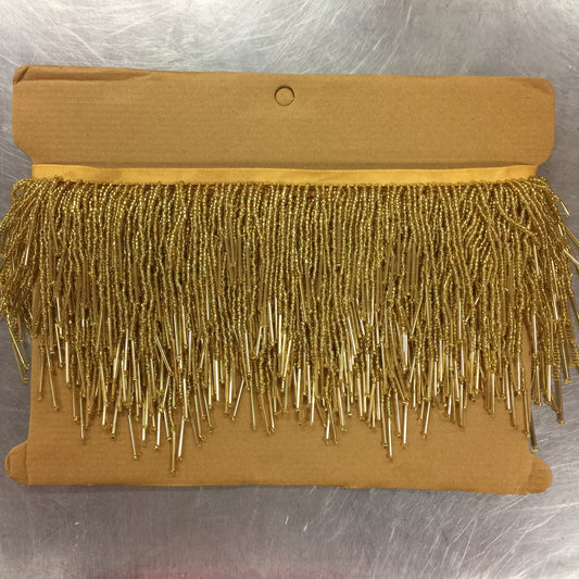 5 Yard Bolt 6.5" Gold Glass SEED Bead Beaded Fringe CHEVRON Lamp Costume Trim