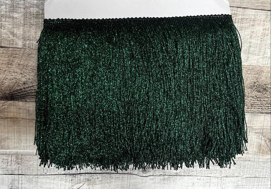 By the Yard-6" METALLIC GREEN Chainette Fabric Fringe Lampshade Lamp Costume Trim