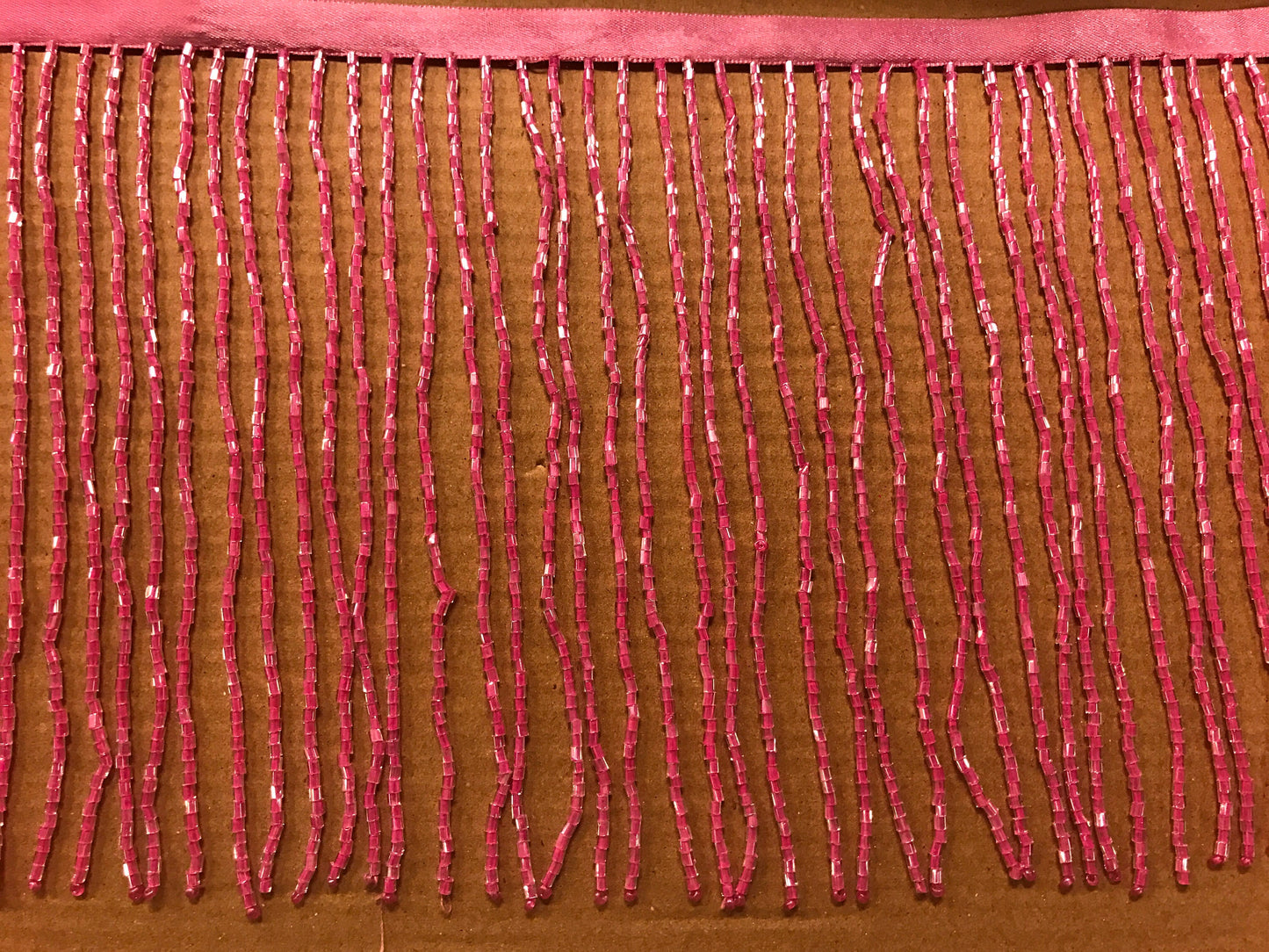 5 yard bolt- 6.5"/6" HOT PINK Glass BUGLE Bead Beaded Fringe Lamp Costume Trim