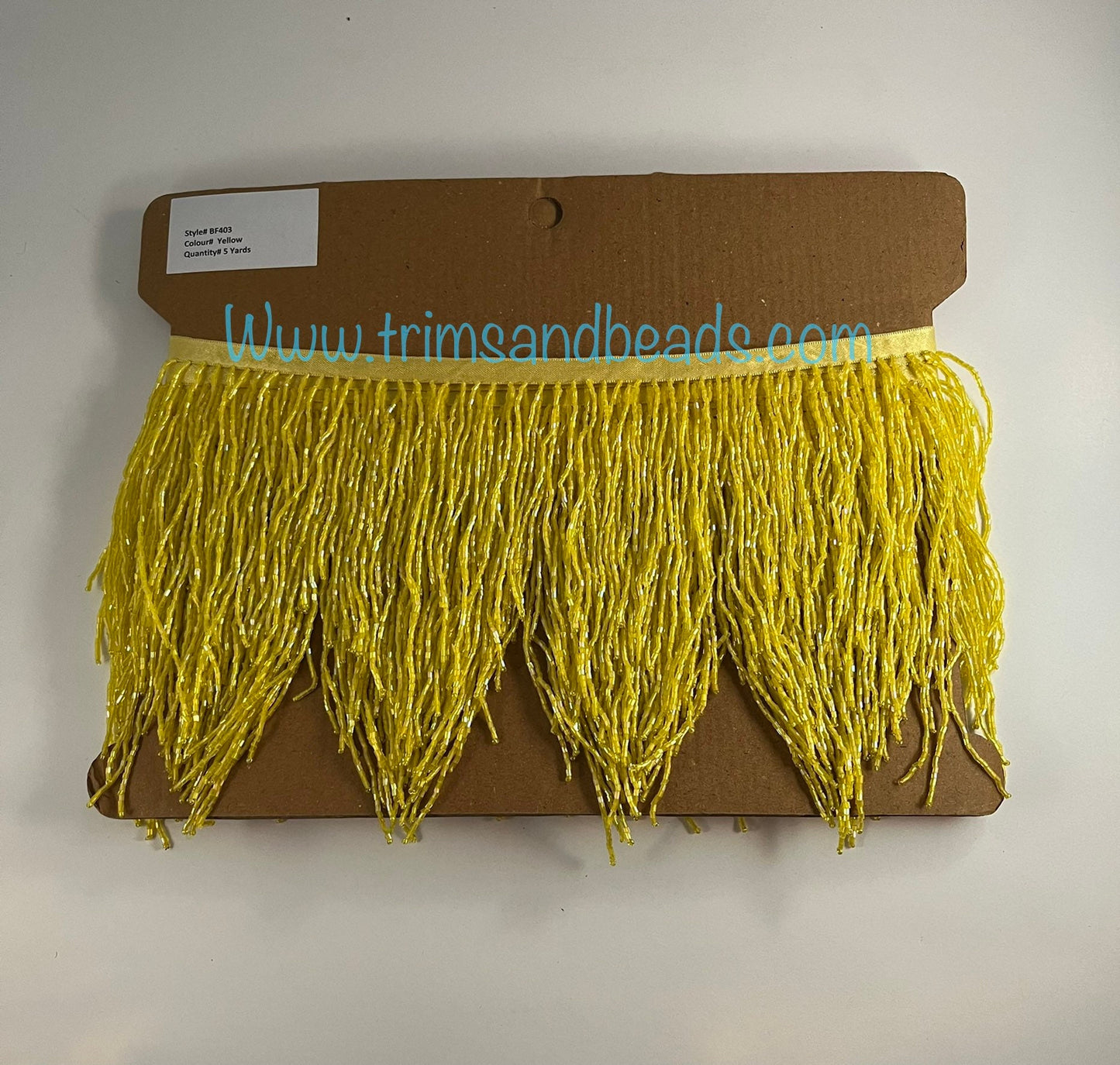 5 Yard Bolt- 6.5" YELLOW Glass BUGLE Bead CHEVRON Beaded Fringe Lamp Costume Trim Variegated