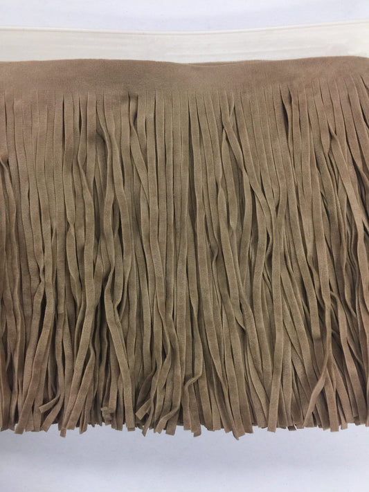 By the Yard-6" BEIGE Faux Suede Leather Fringe Lampshade Lamp Costume Purse Bag Trim