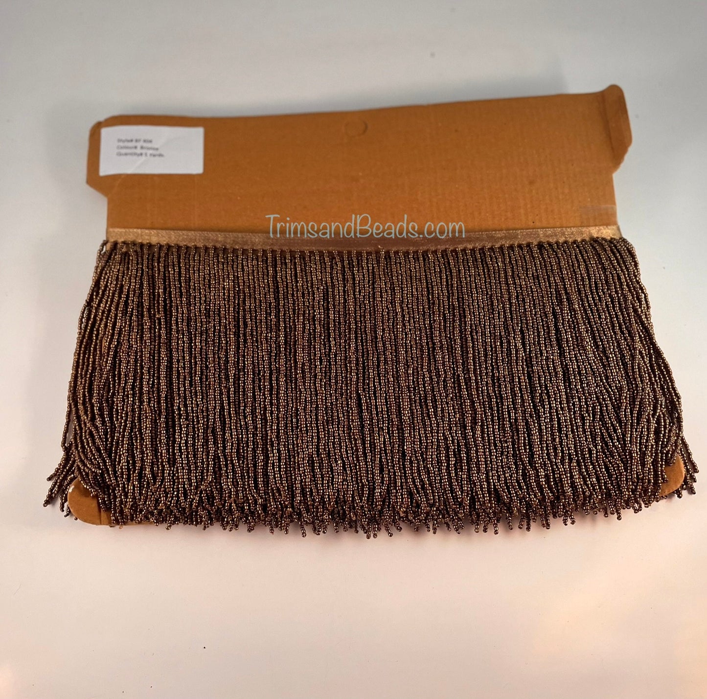 6/6.5" Opaque Metallic Bronze Glass SEED Bead Beaded Fringe  Lamp Costume Trim