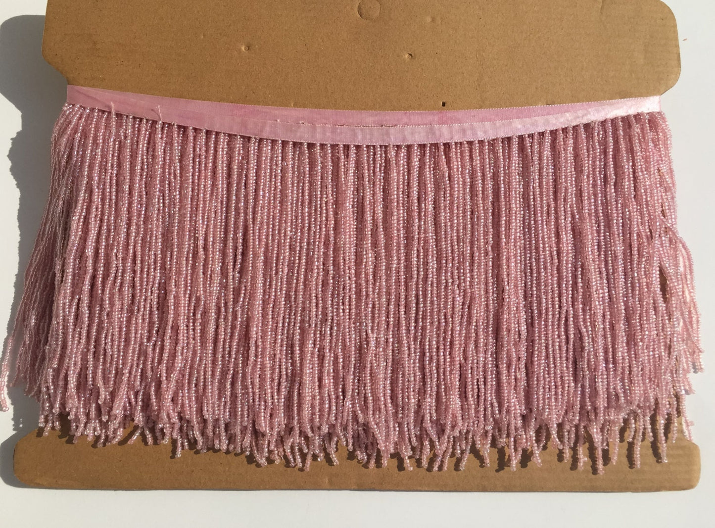 6" Light Pink Glass Seed Bead Beaded Fringe  Lamp Costume Trim