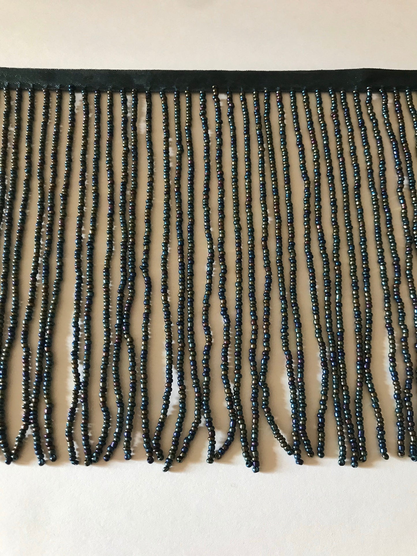 6/6.5" Iridescent BLACK AB Glass SEED Bead Beaded Fringe  Lamp Costume Trim