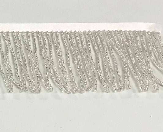 4" CLEAR SILVER Glass SEED Bead Beaded Fringe Lamp Costume Trim