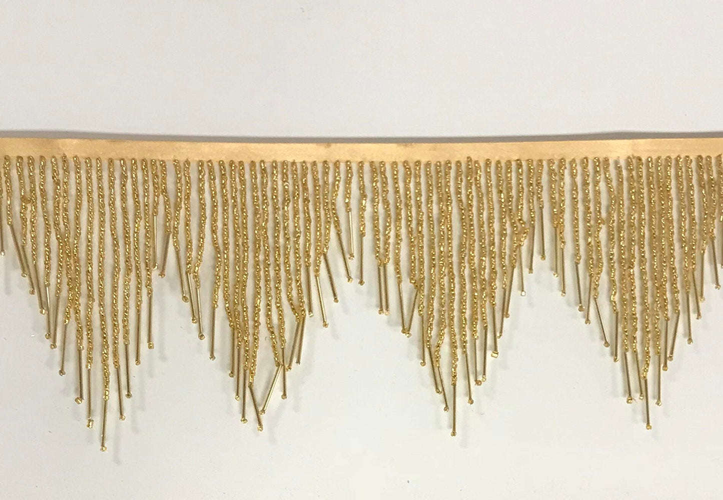 6.5" Gold Glass SEED Bead Beaded Fringe CHEVRON Lamp Costume Trim Variegated