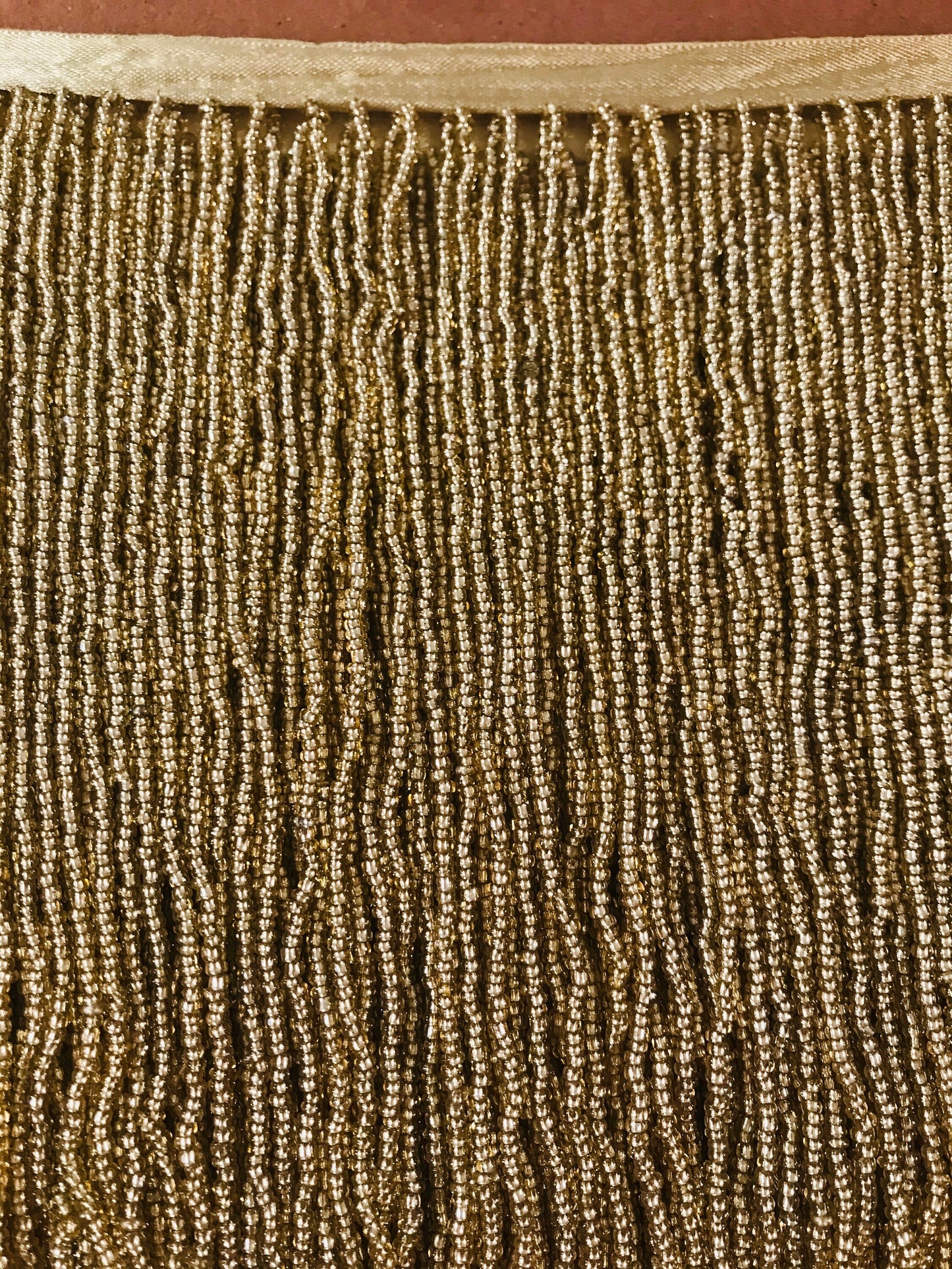 5 Yard Bolt 6.5/6" GOLD Glass SEED Bead Beaded Fringe Lamp Costume Trim