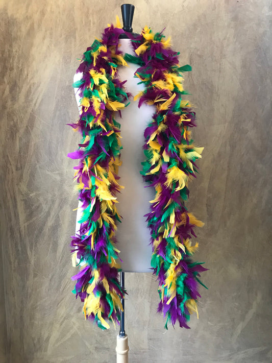 Thick 120g Chandelle Feather Boa MARDI GRAS Purple Green Yellow 6 ft Costume/Craft Making