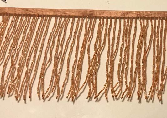 5 yard bolt 6.5/6" COPPER Glass BUGLE Bead Beaded Fringe Lamp Costume Trim