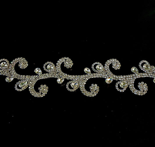 Rhinestone Teardrop Wave Rhinestone silver Set Trim