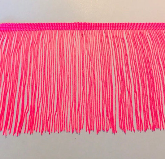 By the Yard-6" NEON Hot Pink CHAINETTE Fabric Fringe Lampshade Lamp Costume Trim