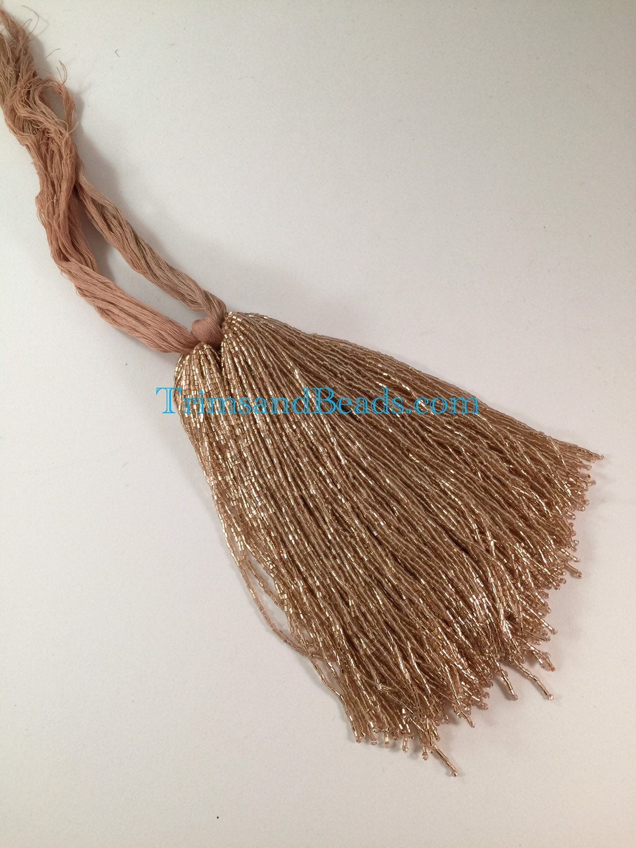 100 Pieces ROSE GOLD Droppers Individual 6 Inch Glass BUGLE Bead Fringe Strands for Hand Sewing