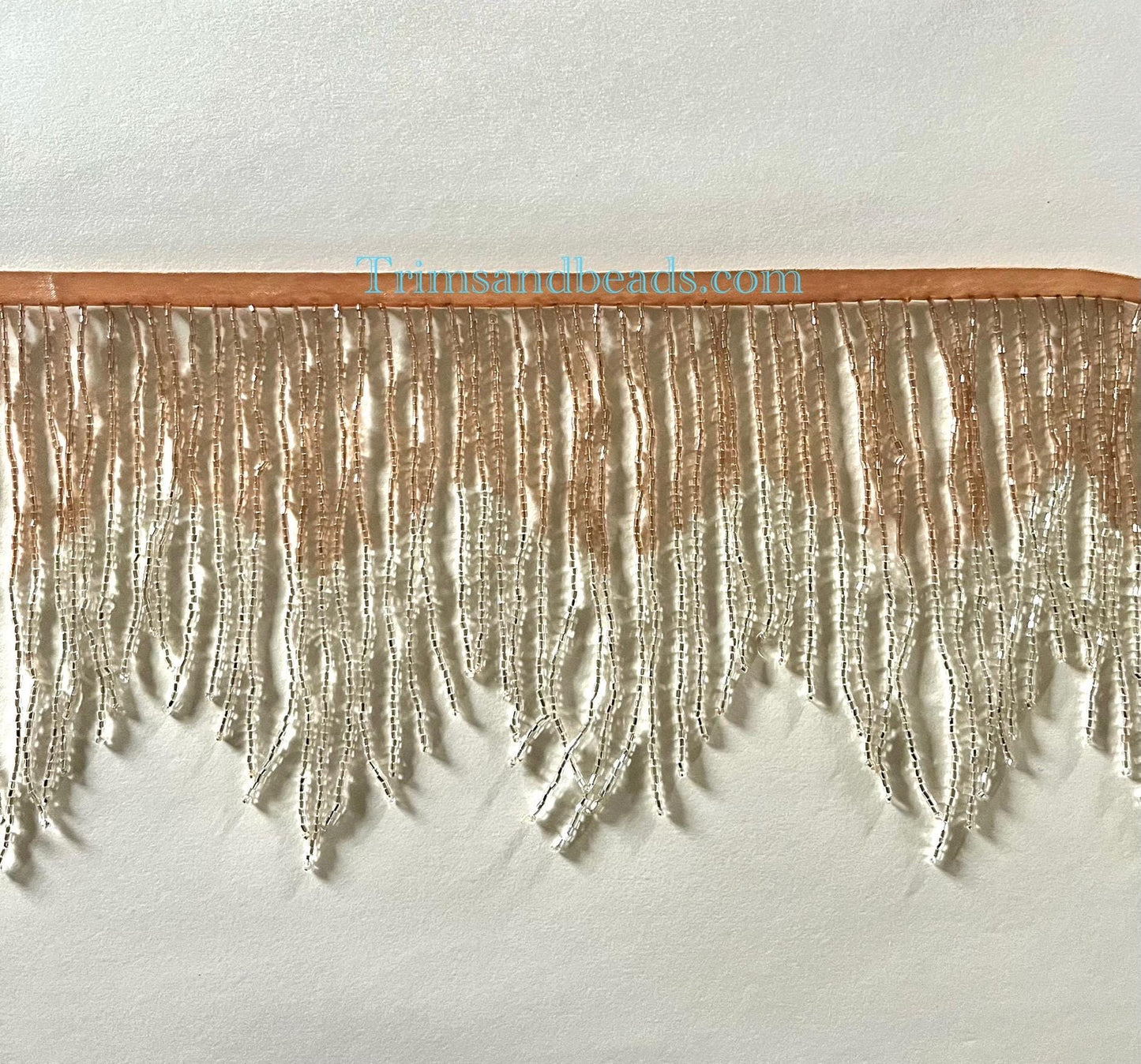 5 Yard Bolt- 6/6.5" Rose Gold/Gold Ombre Ombré CHEVRON Glass BUGLE Bead Beaded Fringe Lamp Costume Trim Variegated