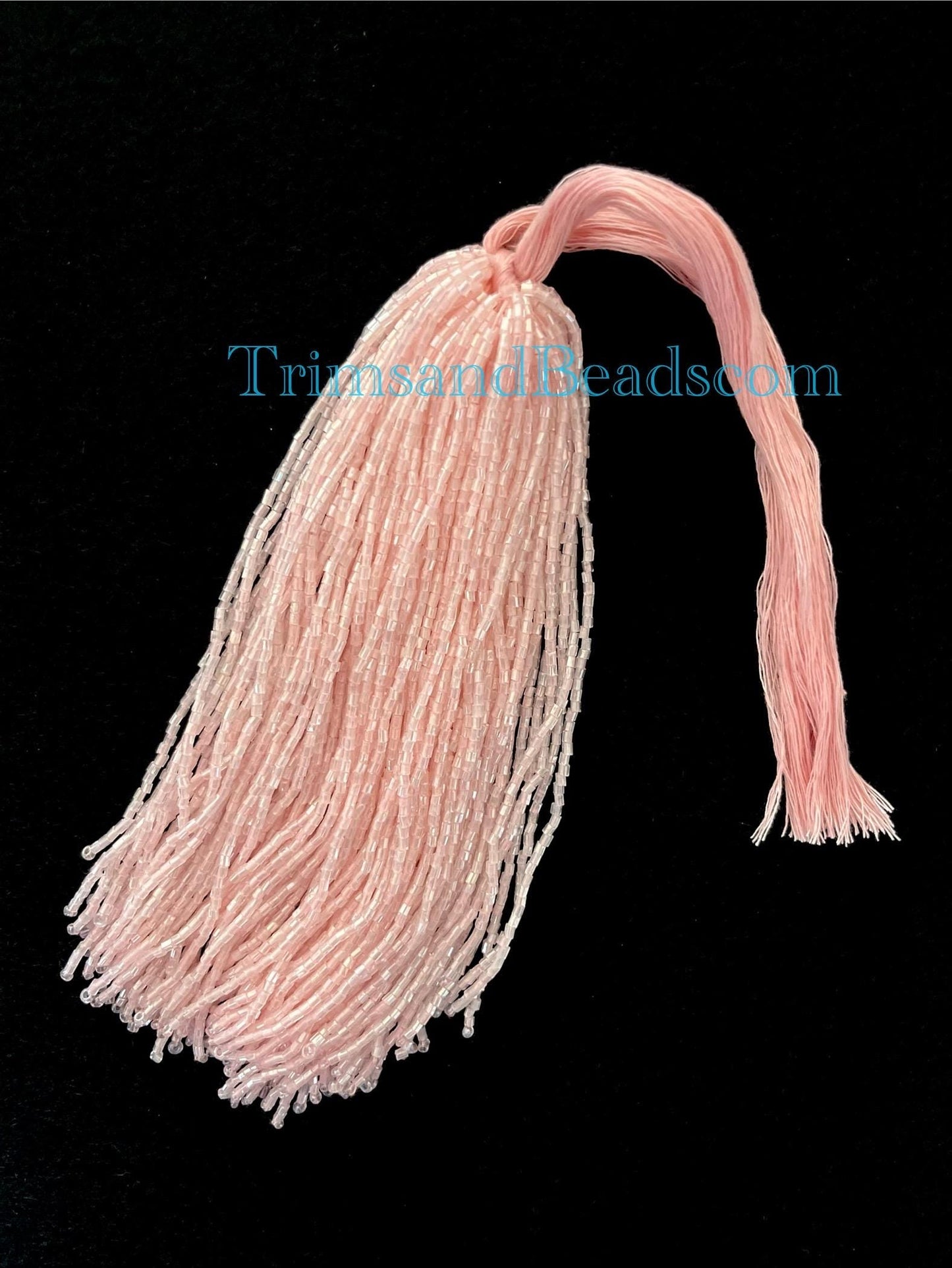 100 Pieces LIGHT PINK Droppers Individual 6 Inch Glass BUGLE Bead Fringe Strands for Hand Sewing