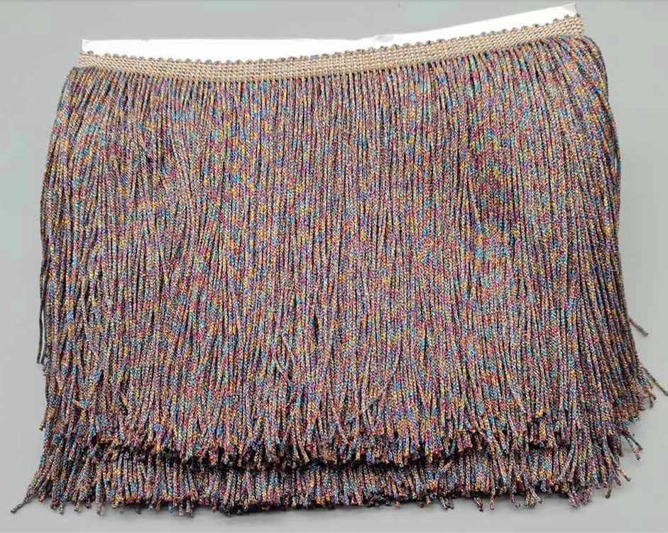 By the Yard-6" METALLIC RAINBOW Chainette Fabric Fringe Lampshade Lamp Costume Trim